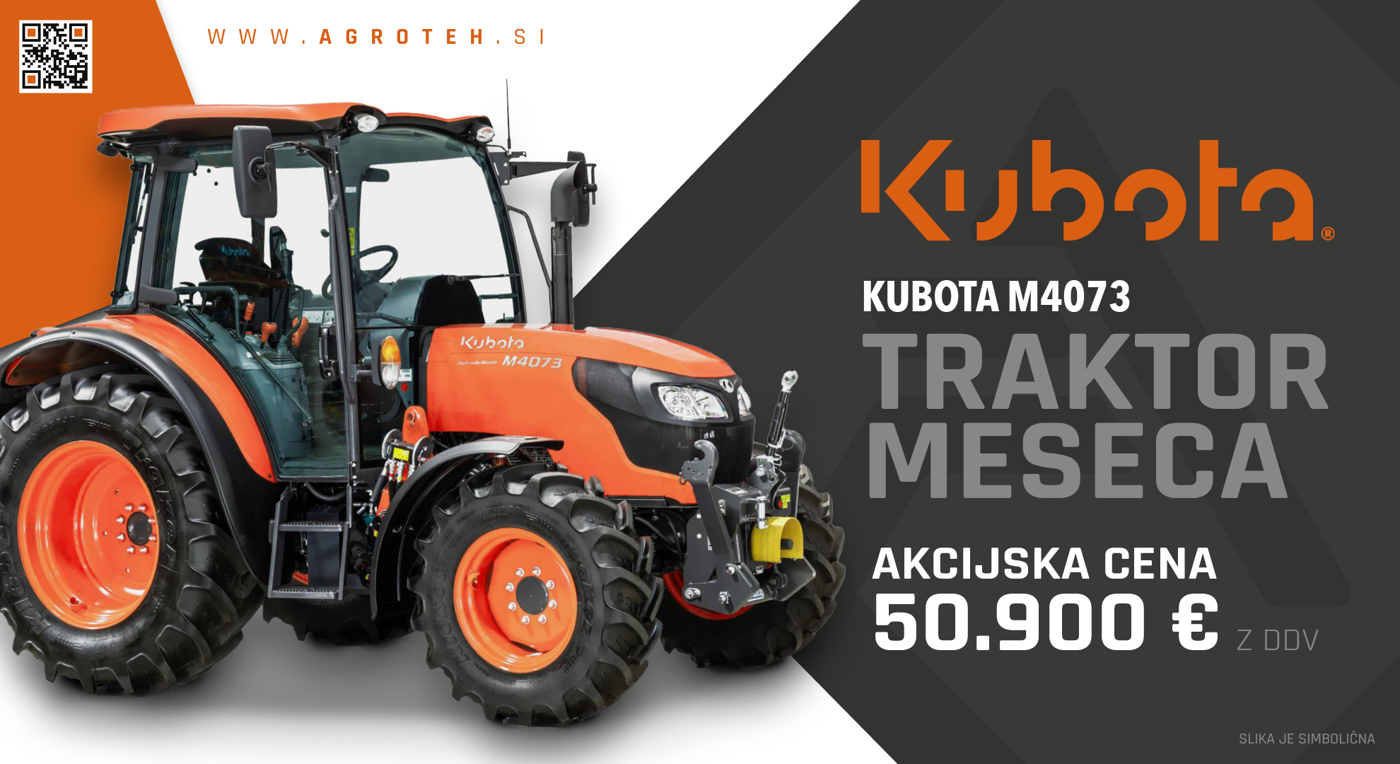 Traktor meseca: Kubota M4073. 50.900€ z DDV